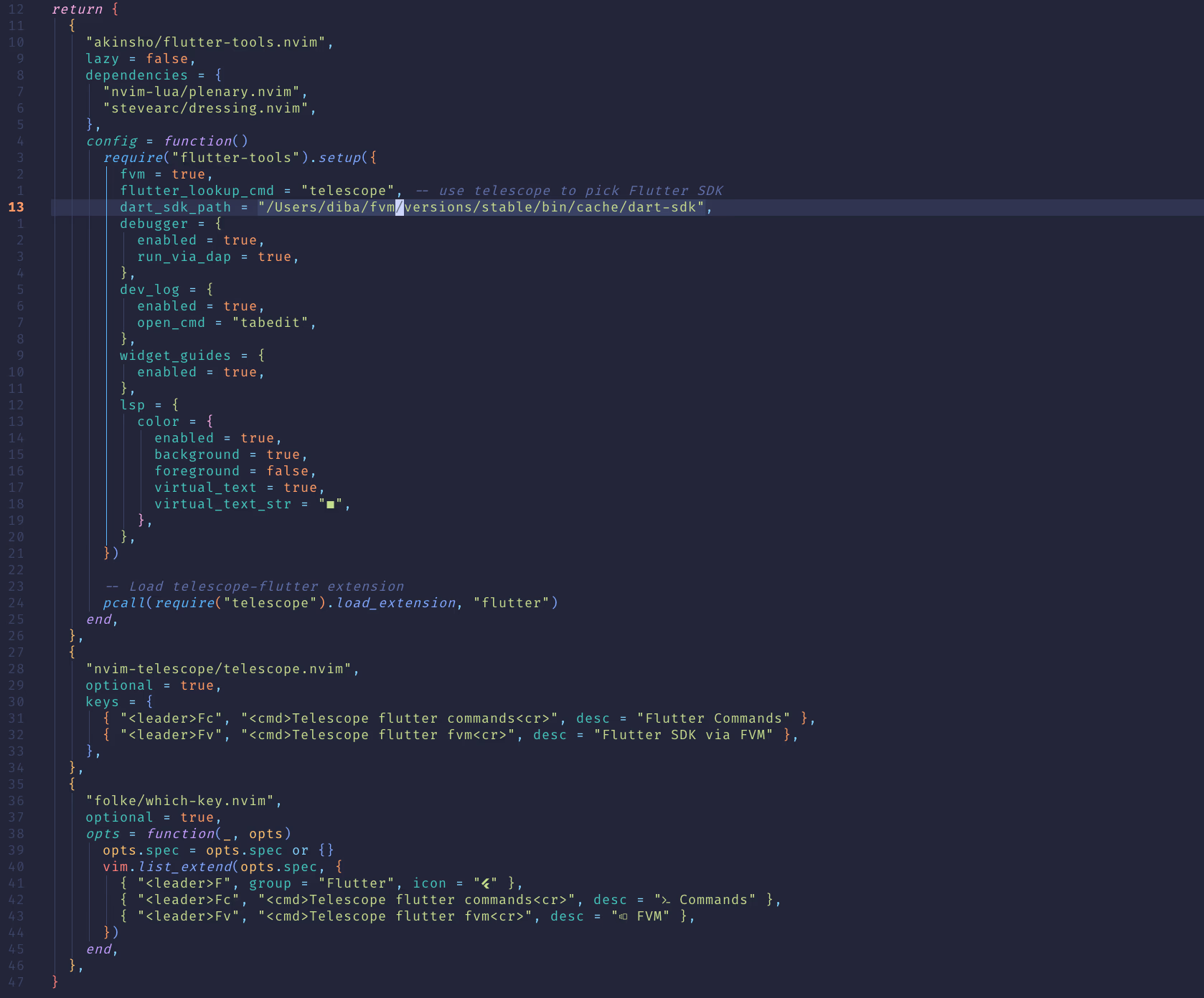 Neovim flutter plugin
