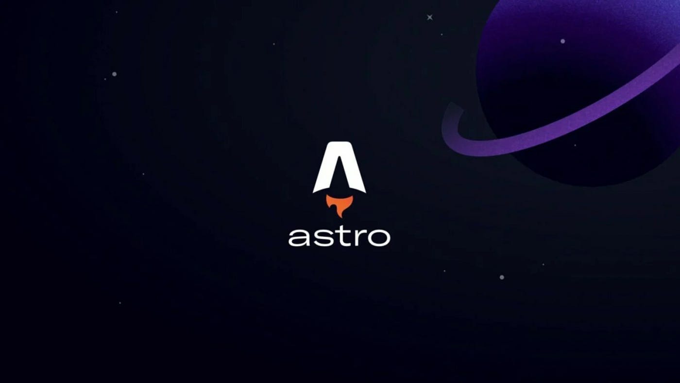 The Astro logo on a dark background with a pink glow.